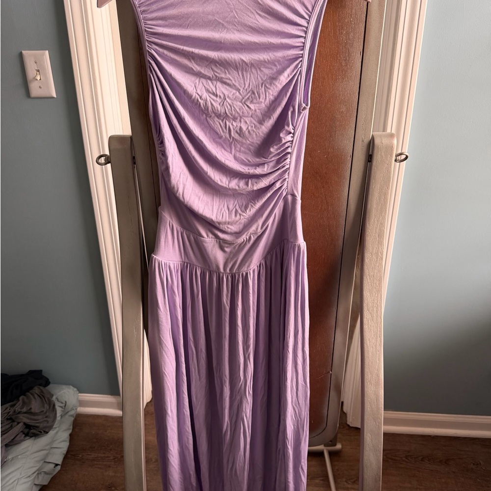 Halara Sleeveless Ruched Maxi Dress | Lavender | Size XS